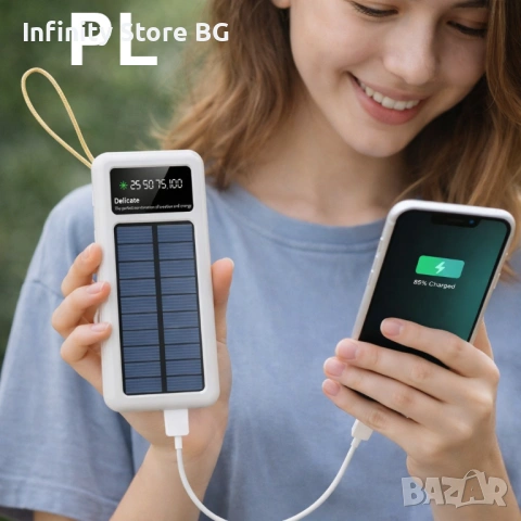 🔋☀️ Соларна батерия с LED дисплей KLGO KP-97 – 10 000 mAh с 4 вградени кабела ☀️🔋, снимка 7 - Външни батерии - 53465618