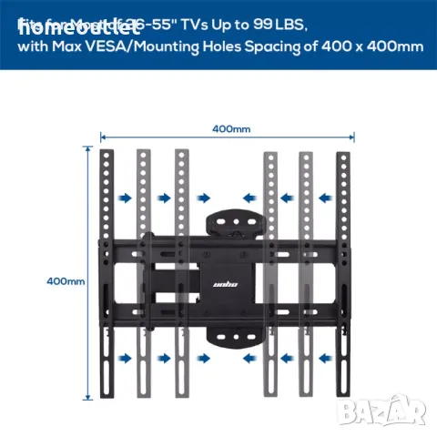 ПРОМОЦИЯ Универсална стойка за телевизор със стенен монтаж UNHO UH2377, снимка 8 - Стойки, 3D очила, аксесоари - 50190896
