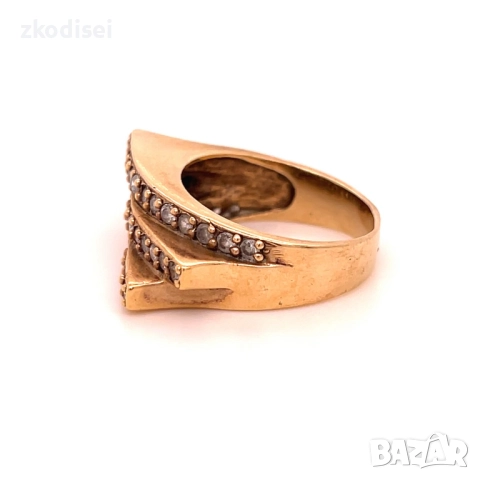 Златен дамски пръстен 9,00гр. размер:55 14кр. проба:585 модел:4880-1, снимка 2 - Пръстени - 52629698