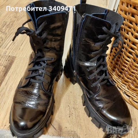 Дамск боти от естествен лак, снимка 3 - Дамски боти - 52255152