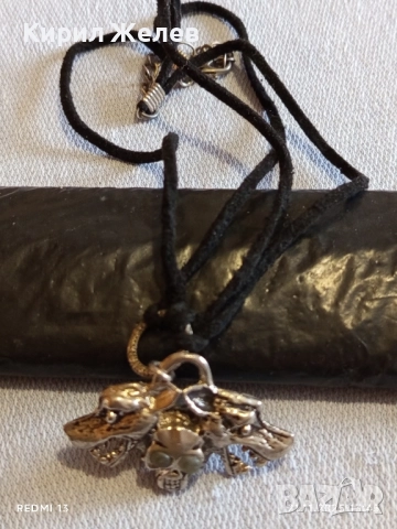 КОЛИЕ с ВИСУЛКА във ФОРМАТА на ДВЕ ВЪЛЧИ ГЛАВИ и ЧЕРЕП 42450