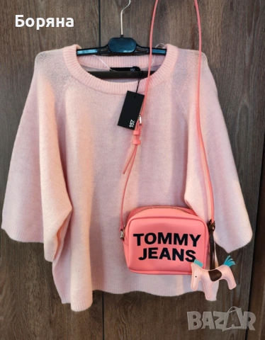 Leger 157 нов с етикет пуловер с къс ръкав в бебешко розово