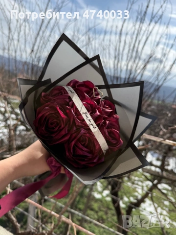 Сатенен букет, снимка 2 - Изкуствени цветя - 53628015