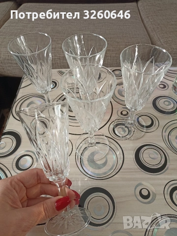 Кристални чаши за шампанско , снимка 2 - Чаши - 53400027