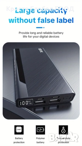 Преносима батерия Power Bank GYX SP05 – 10000 mAh, LED дисплей, USB-C / Micro, снимка 8 - Външни батерии - 51709356