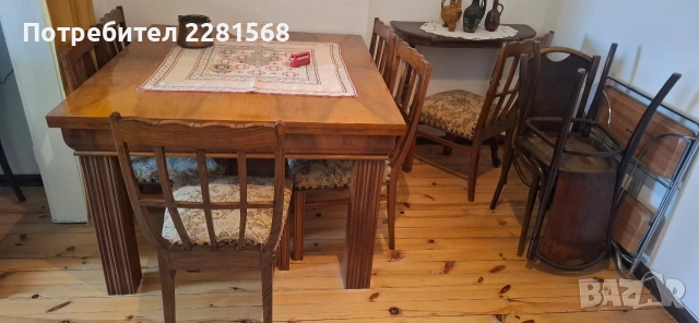 Старинни автентични мебели от началото на миналия век от масив с резба, снимка 2 - Антикварни и старинни предмети - 53941793