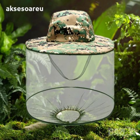 Камуфлажна предпазна шапка с було против комари за риболов, защита от пчели, насекоми и защита, снимка 11 - Шапки - 46278053