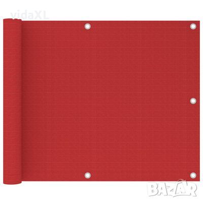 vidaXL Балконски параван, червен, 75x600 см, HDPE（SKU:311007