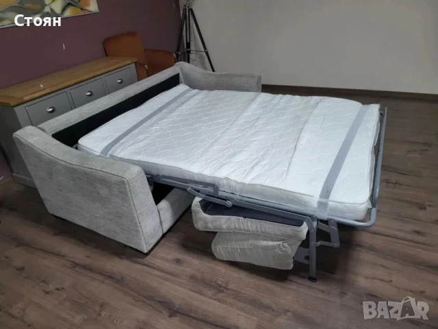 Светло сив диван от плат с функция сън "Myriad", снимка 2 - Дивани и мека мебел - 50886659