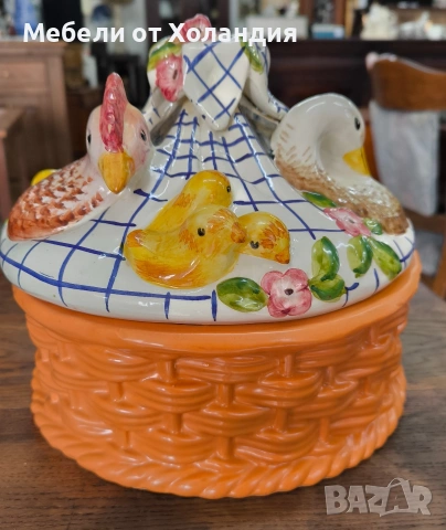 Великденски керамичен съд с капак, снимка 4 - Декорация за дома - 53860648
