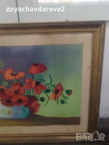 ГОЛЯМА СТАРА КАРТИНА МАКОВЕ, снимка 3 - Антикварни и старинни предмети - 49965405