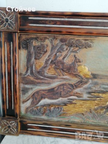 Изключително красива голяма дърворезба "Ловна Сцена" , снимка 3 - Антикварни и старинни предмети - 46444742
