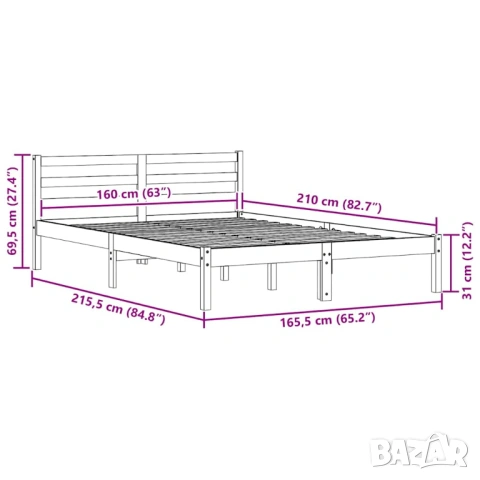 Дървено легло - бор, снимка 5 - Спални и легла - 53936730