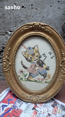 стари гоблени с запазена рамка , снимка 8 - Гоблени - 52499482