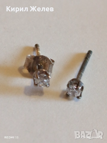 Сребърни обеци с инкростация на кристали много красиви нежни 52755, снимка 2 - Обеци - 53070148