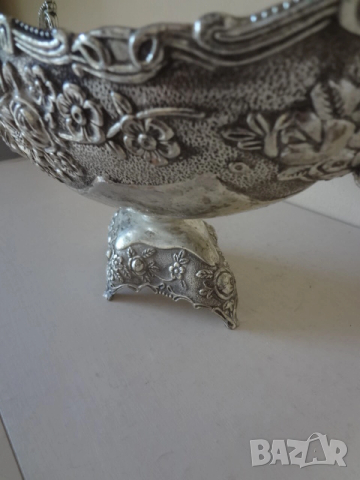 Голяма разкошна сребриста купа, снимка 10 - Антикварни и старинни предмети - 53528053