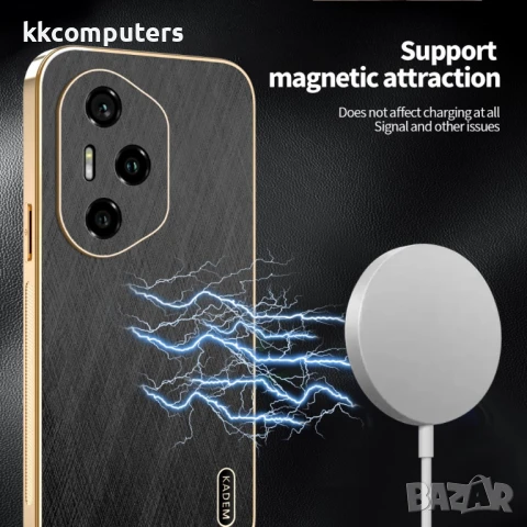 Honor 400 Pro 5G Удароустойчив Кожен Electroplating Silk Texture PU Leather Coated /PC TPU Калъф и П, снимка 5 - Калъфи, кейсове - 50641949