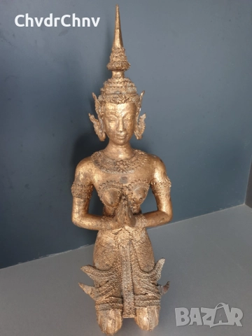 50см-8кг будистка фигура/стара азиатска-тайландска бронзова скулптура/статуетка на божество/ангел
