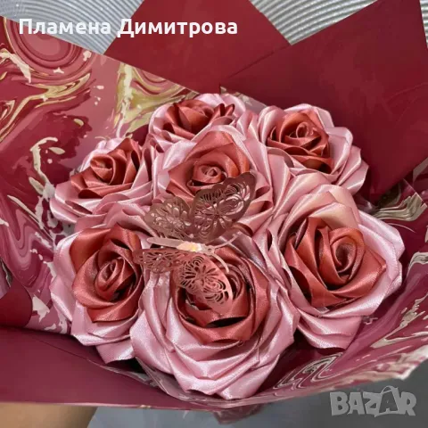 БУКЕТИ от сатенени рози!✨️🌹, снимка 3 - Други - 47785373