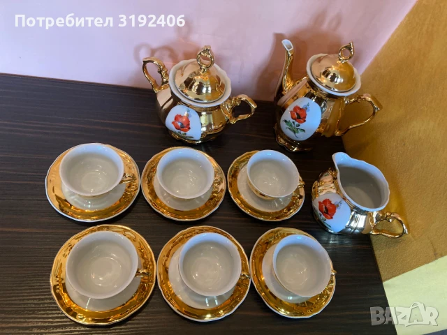 Възхитителен винтидж сервиз за кафе/чай с позлата, перфектно състояние, снимка 4 - Антикварни и старинни предмети - 50642877