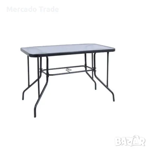 Декоративна маса за двор със стъклен плот, Стойка за чадър, Метал, снимка 2 - Маси - 49911622