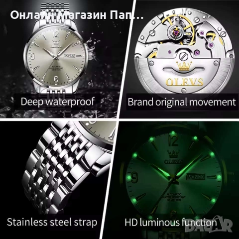 OLEVS 9928 Автоматичен мъжки луксозен часовник, снимка 5 - Мъжки - 52403405