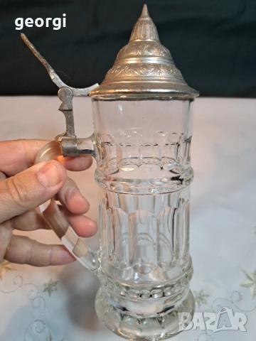 ретро немска халба за бира с калаен похлупак 28/5, снимка 2 - Антикварни и старинни предмети - 51970495