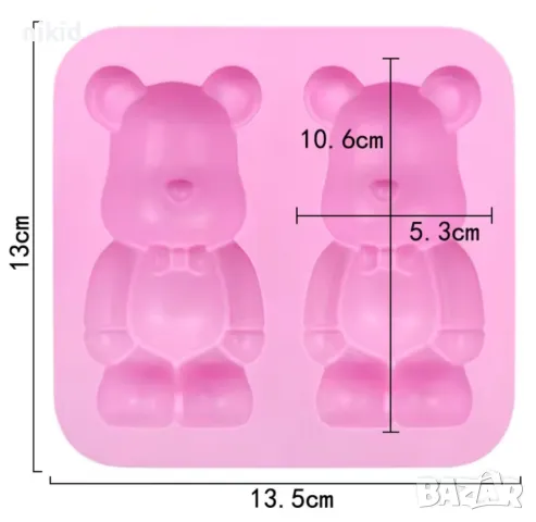 2 високи мечета мече силиконов молд форма фондан шоколад гипс сапун декор , снимка 3 - Форми - 49756895