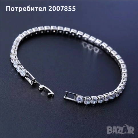 Сребърна гривна с кристали , снимка 2 - Гривни - 53790640