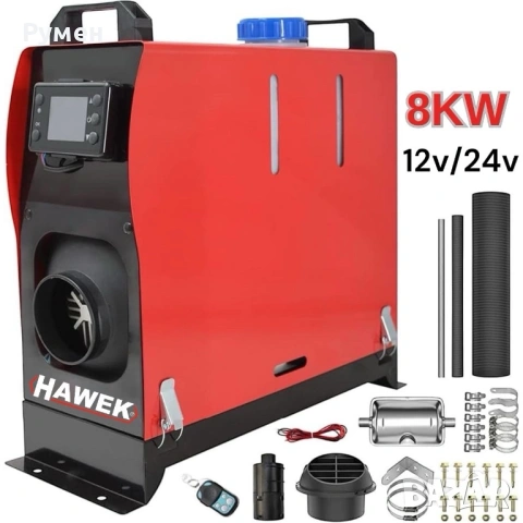 Суха Дизелова Печка HAWEK  8kW – за кемпери, бусове и гаражи 12V / 24V / 220V, снимка 2 - Аксесоари и консумативи - 53106233