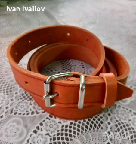 Елегантен дамски колан (3 см) – ЕСТЕСТВЕНА КОЖА – Цвят Коняк/Керемида, снимка 2 - Колани - 54131356