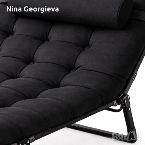 Сгъваемо къмпинг легло и градински шезлонг 2в1, с мек матрак и възглавница, снимка 6 - Градински мебели, декорация  - 53890118