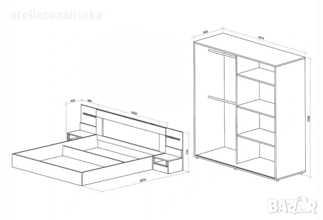 Спален комплект Адел, снимка 2 - Спални и легла - 48582010