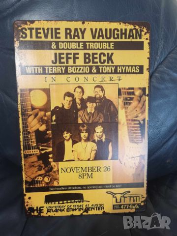 Stevie Ray Voughan & Double Trouble-метална табела(плакет), снимка 2 - Китари - 45956003