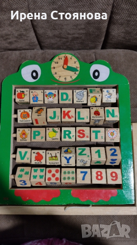 Дървена детска образователна играчка. Немска азбука и числа с примерни думички и картинки. , снимка 3 - Образователни игри - 45036146