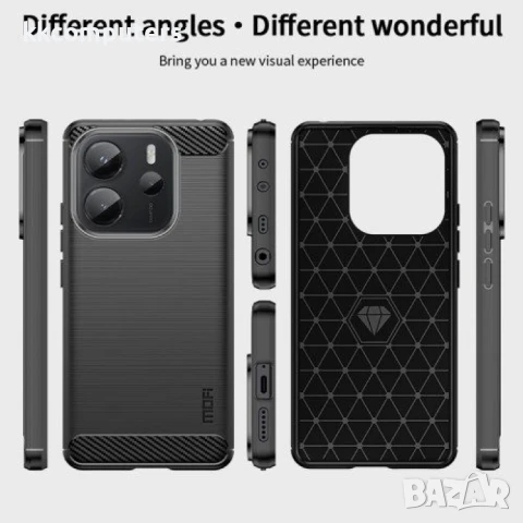 Xiaomi Redmi Note 14 4G Удароустойчив MOFI Carbon Fiber Калъф и Протектор, снимка 8 - Калъфи, кейсове - 50890957