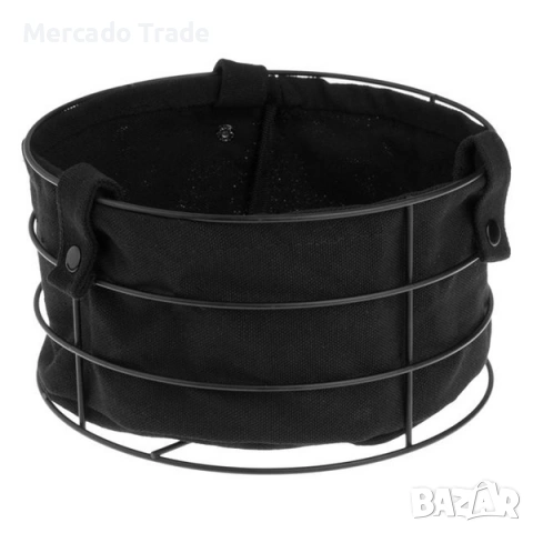 Кошница за хляб Mercado Trade, С метална кръгла основа, Текстил, Черен