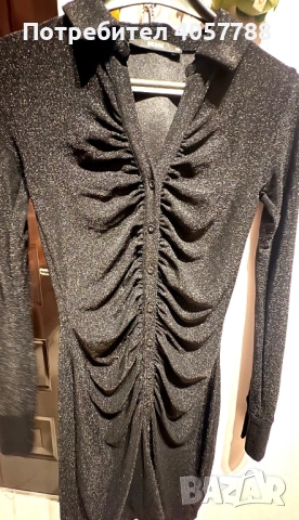 НОВА Блестяща рокля Bik Bok – XS размер, набран ефект, снимка 3 - Рокли - 53729909