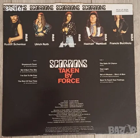 Една по рядко срещана плоча на SCORPIONS:  Scorpions ‎– Taken By Force Английско издание,в дискогс н, снимка 2 - Грамофонни плочи - 49227115