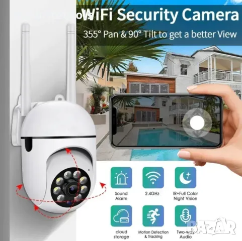 Камера Wifi 5MP, за външни условия, двупосочна, снимка 3 - HD камери - 47122373