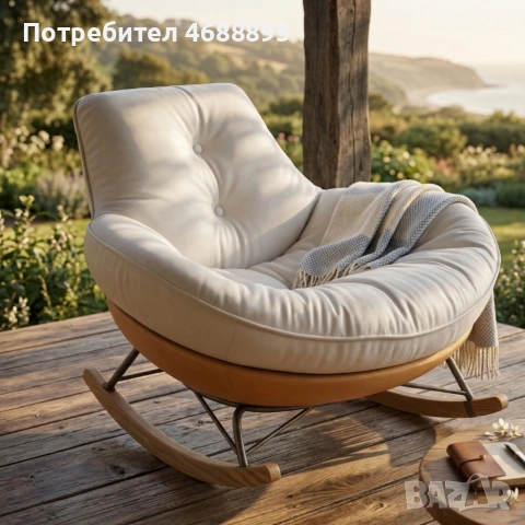 Елегантен люлеещ се стол с удобна възглавница за максимален комфорт