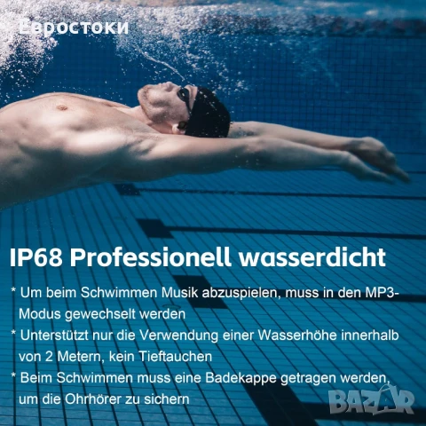 Ssunvito Bluetooth слушалки за костна проводимост, водоустойчиви слушалки за плуване IP68, с отворен, снимка 2 - Bluetooth слушалки - 50746634