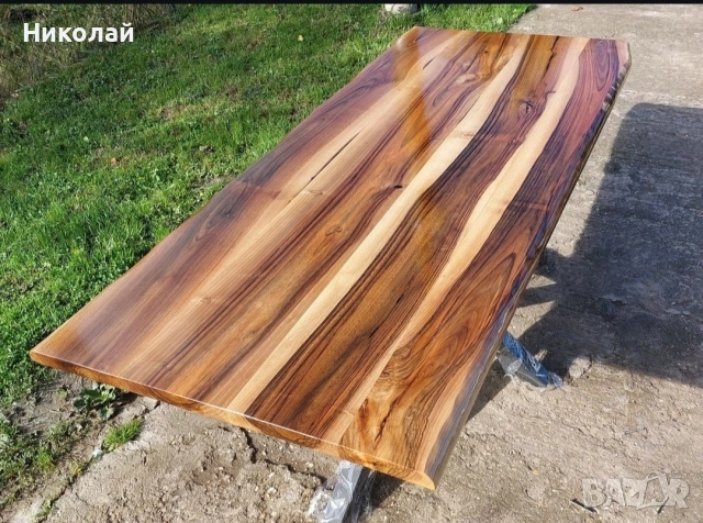 орехова трапезна маса от масив и желязо , снимка 12 - Маси - 53541543