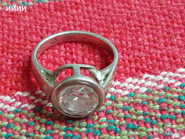 Сребърен пръстен с прозрачен камък , снимка 4 - Пръстени - 53719378
