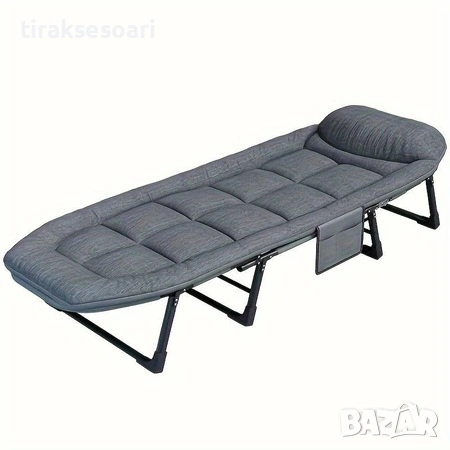 РАЗПРОДАЖБА Луксозен шезлонг походно легло до 200 кг тъмно сив – ПРОМО, снимка 3 - Спални и легла - 45455793