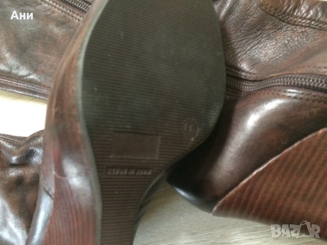Удобни кафяви ботуши на платформа,естественна кожа., снимка 4 - Дамски ботуши - 53656111