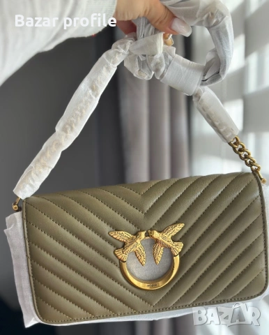 Дамска чанта Pinko Love Click Baguette Mini Chevron маслинено зелено, , снимка 2 - Чанти - 53998487