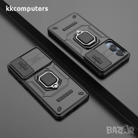 Samsung Galaxy S25 Edge Magnetic Case Lens /Kickstand PC + TPU Удароустойчив Ring Holder Калъф и Про