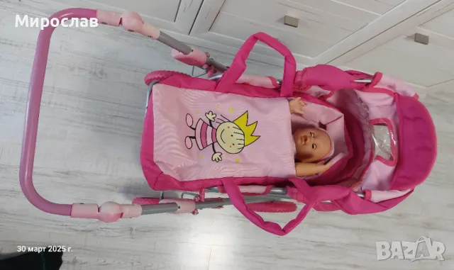 Детска сгъваема количка за кукли с подарък бебе, снимка 4 - Коли, камиони, мотори, писти - 49773095