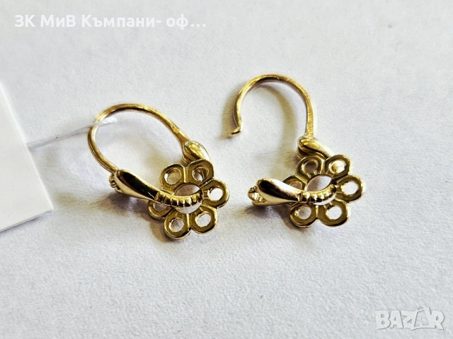 Златни обеци треперушки 1.38гр 01235-26, снимка 2 - Обеци - 54196204